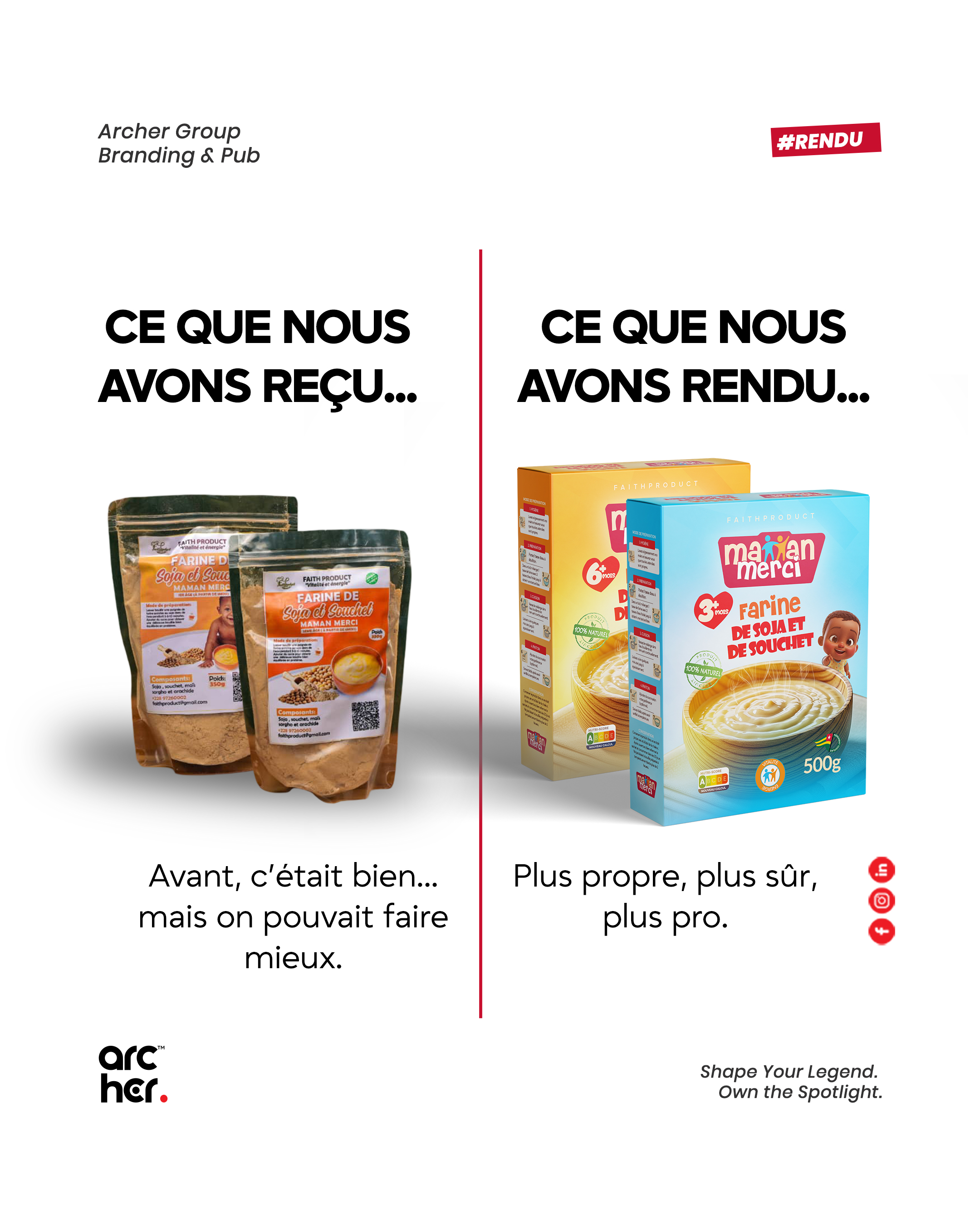 Comparatif avant après de la marque Maman Merci.
