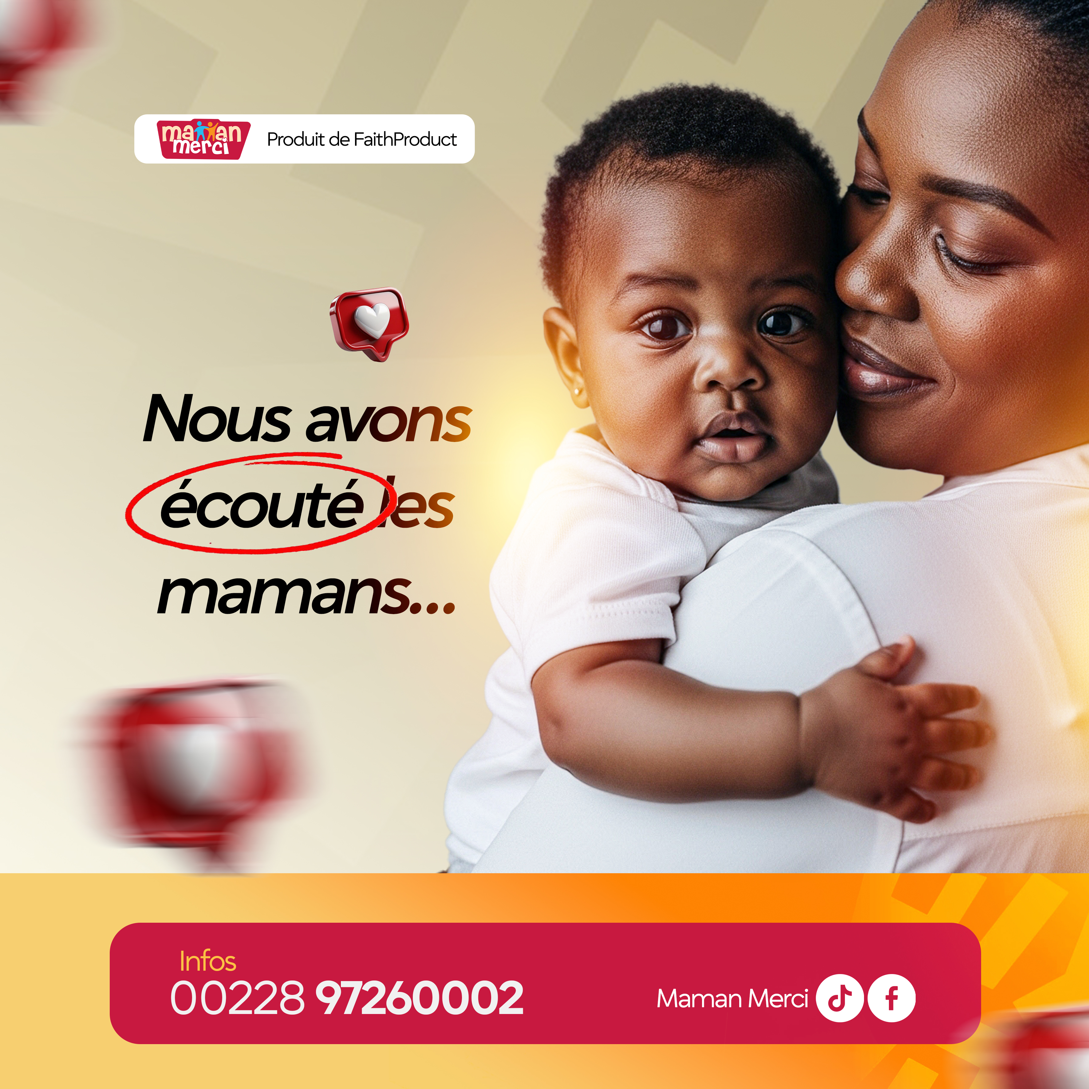 Visuel social Maman Merci centré sur les mamans.